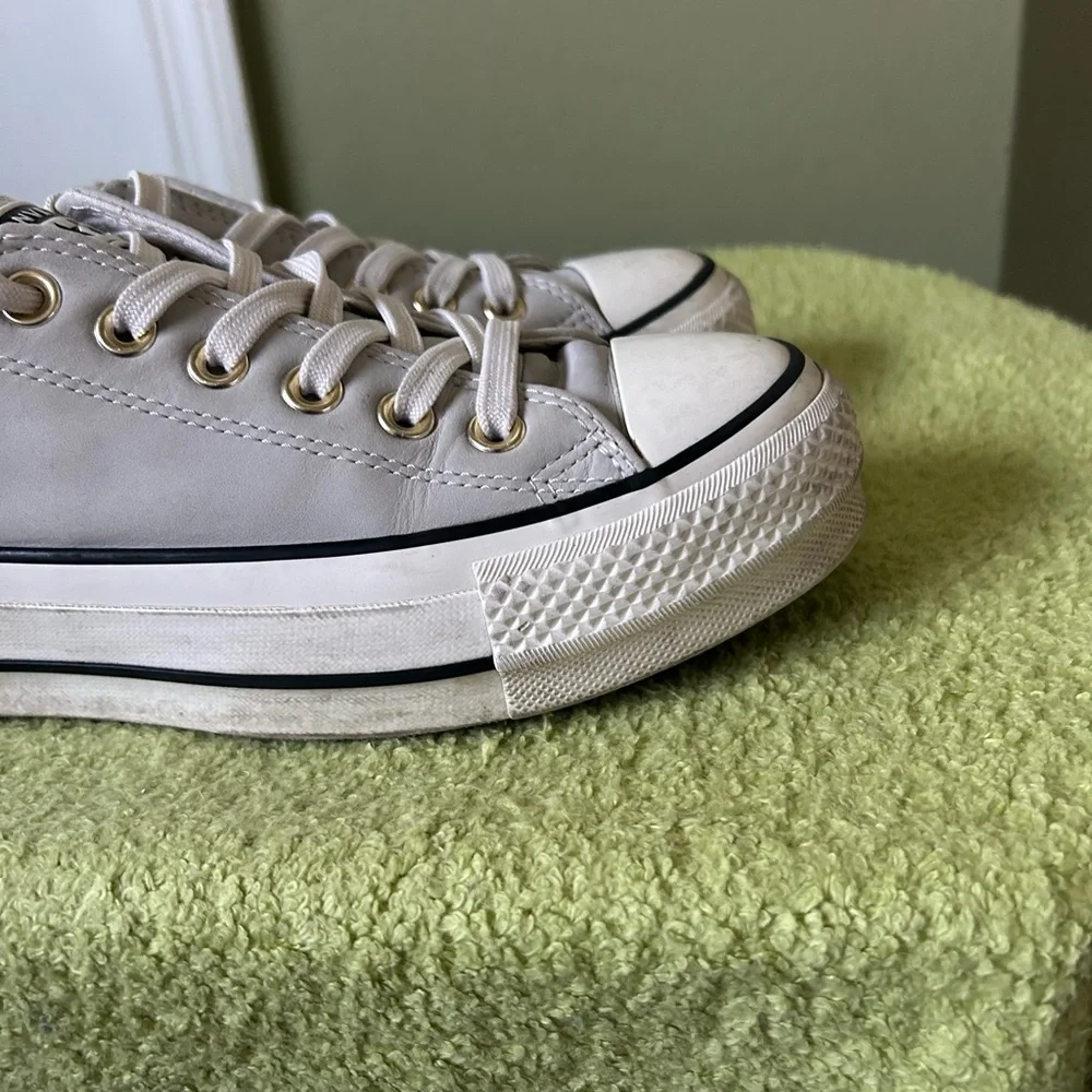 Converse Platform Pale Grey Leather Low Top Women’s Sneakers Sz 6.5 - Picture 3 of 14